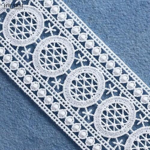 5yard 6.5cm wedding lace fabric curtain accessories DIY White bilateral water-soluble embroidery bar code without bullet hollow