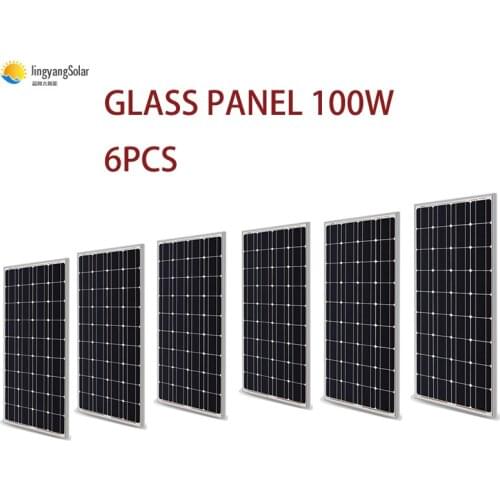 6pcs mono Solar Panel 100w12V 24V Solar PV Panels A Grade Solar Cell 17% Charge Efficiency System Power kit
