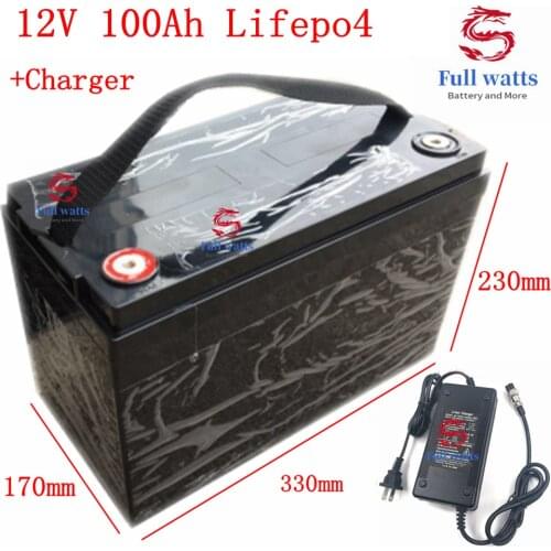 Lifepo4 12v 100ah Battery Pack Rechargeable Bateria Litio for Electric Tricycle Power Boat Inverter Battery + Charger