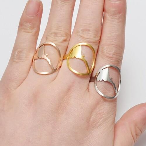 Anniyo Round Eritrea Map Ring Siver Color/Gold Color/Rose Gold Jewelry African Map of Eritrean Adjustable Size Rins #256021