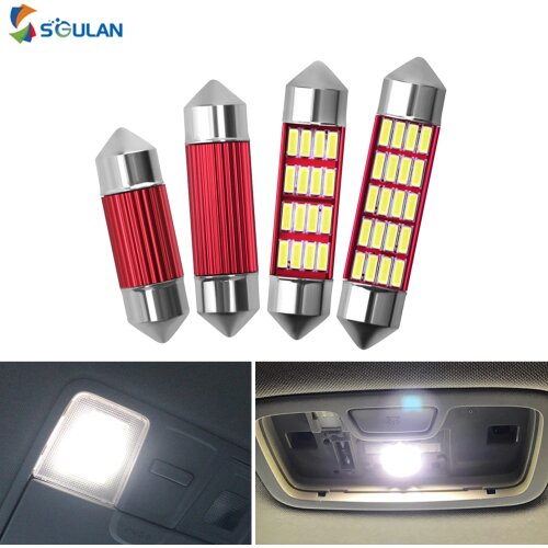 2 pcs 4014SMD Canbus Error Festoon 31mm 36mm 39mm 41mm C5W C10W Car LED Dome Light Free Interior Reading Lamp 12V 6000K White