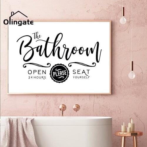Black White Quotes Canvas Poster Wall Art Pictures Bathroom Sign Prints Hotel Paintings One Piece for Restroom Room Home Decor