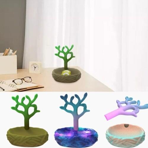 Tree Bud Jewelry Holder Epoxy Resin Mold Earring Necklace Ring Pendant Display Storage Tray Silicone Mould DIY Crafts Home Decor