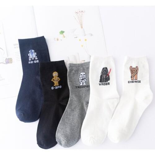 Disney Marvel Black Samurai Symmetrical LOGO Four Seasons Skateboard Casual Socks Star Wars Series Stockings Christmas Gifts