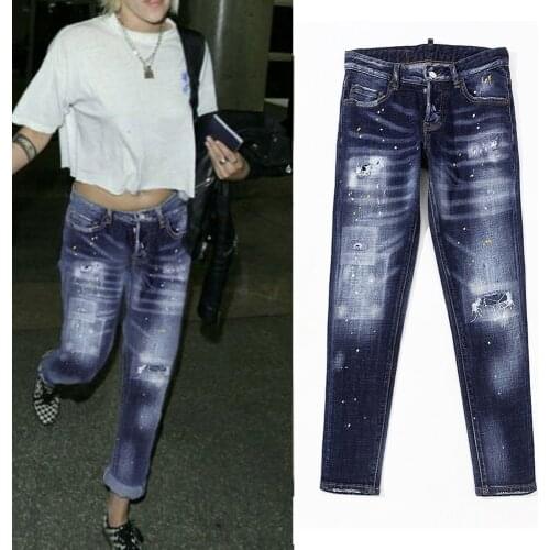 DSENQI Women Jeans Ripped for women Skinny DSQ Jeans Pants Outwear Pants 3418