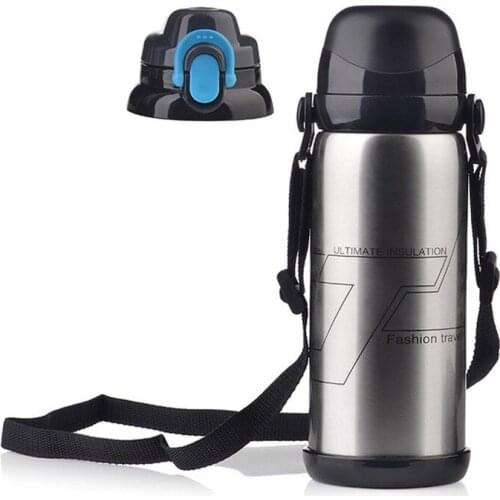 Double 800ml Portable Stainless Steel Thermos Thermal Mug Sports Water Bottle With Rope Coffee Tea Milk Travel Mug Thermocup
