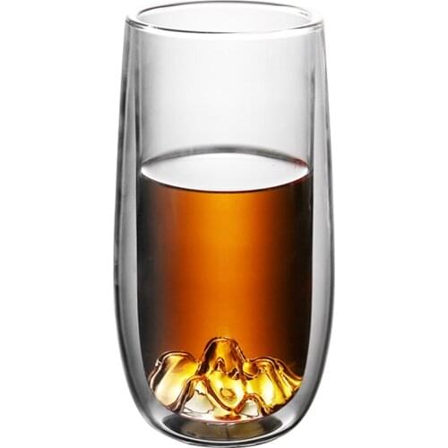 Mountain double insulation glass bubble tea green tea cup transparent coffee drinking cups office for men and women