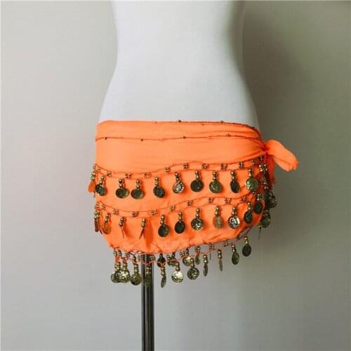 India belly dance hip scarf chiffon gold coin scarf show performance women caderin arabic dance belt
