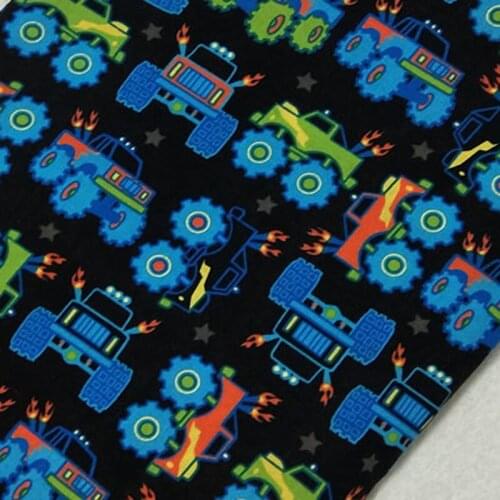 Pretty Blue Green Cartoon Car Printed Cotton Fabric DIY sewing Clothing Tissue Telas Patchwork