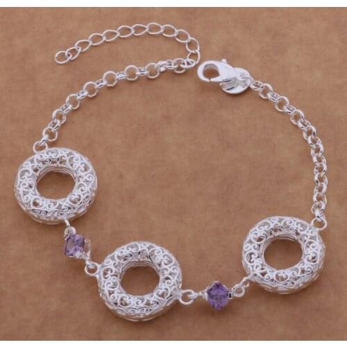 AH117 Hot sterling bracelet, sterling fashion jewelry Three hollow /alhajcoa azjajqqa silver color