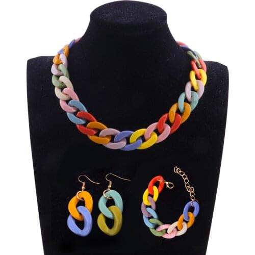 Statement Acrylic Long Chain Necklace For Women Punk Choker Chain Necklaces Pendants Fashion Female Party Jewelry Accessories