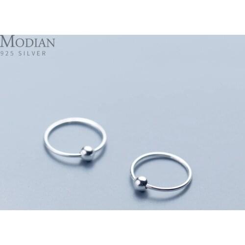 MODIAN 4 Size Fashion Simple Classic Round Hoop Earrings 100% 925 Sterling Silver Tiny Bead Circle Earring For Women Jewelry