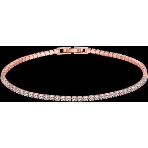 Fashion jewelry Rose Gold Bracelets & bangles White Cubic Zirconia 190 mm AB2035