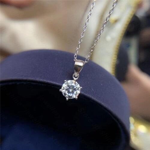 Mosan necklace womens fine 925silver Platinum 1 carat 6.5*6.5mm 45cm pendant Birthday gift girlfriend gift