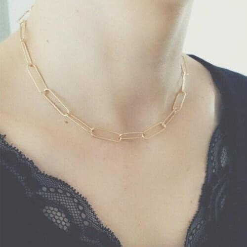 HebeDeer Choker Necklaces Jewelry Lovers Trendy Simple Girl Light Yellow Gold Color Trendy Necklace Chain Women Collares