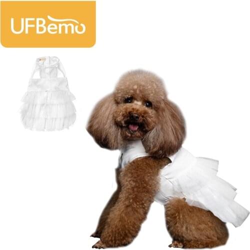 UFBemo Dog Dress Tulle Wedding Pet Dresses for Small Dogs Spring Summer Tutu Skirt Puppy Girl Clothes for Yorkies Chihuahua Pets