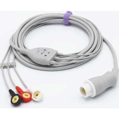 Compatible for Philips 12 Pins M1972A ECG Cable 3 Leadwires AHA Snap Connector