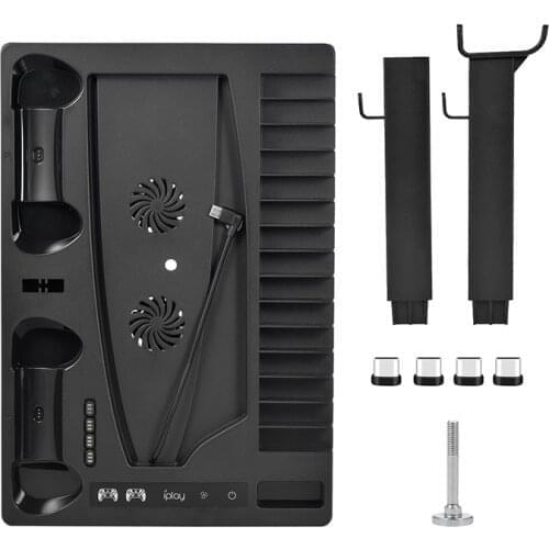 PS5 Dual Controller Charger Console Vertical Cooling Stand Fast Charging Station LED Fan For SONY Playstation5 Disc/Digital