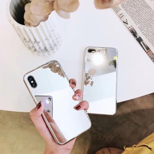 Luxury Women Mirror Phone Case for iPhone X 8 7 6s Plus Girls Make up Mirror Back Cover Plating Phone Case