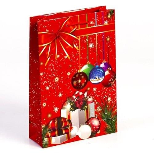Christmas Cardboard Bag Red Bow Tie Themed 26Cm x 38Cm christmas decorations рождественские украшения