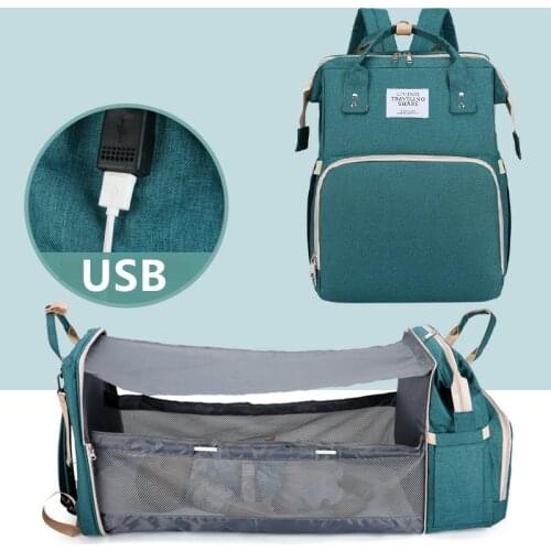 USB Baby Diaper Bag Bed Backpack For Mom Maternity Bag For Stroller Nappy Bag Large Capacity Nursing Bag Baby Care Upgrade Hooks