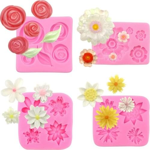 Rose Cherry Chrysanthemums Flower Fondant Silicone Molds for Baking Cake Chocolate Cake Decoration Accessories Baking Tools