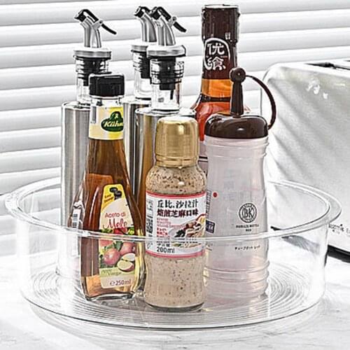 Rotating Cosmetic Desktop Storage Box Transparent Makeup Storage Shelf Kitchen Spice Jar Tray Dressing Table Finishing Rack