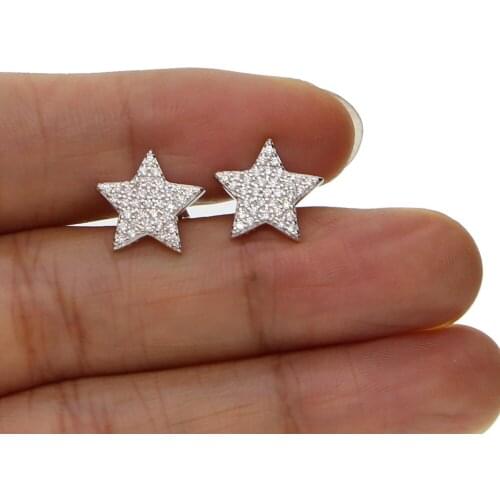 Brincos Zirconia Ear Accessories Earrings Unique Design Geometric star Shaped Cz Pave Setting Elegant Earring For Women 925