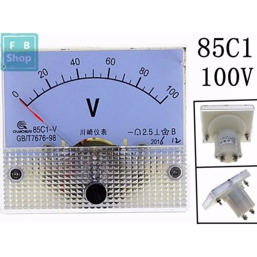 1PCS 85C1 100V Analogue DC Voltage Needle Panel Meter Voltmeter