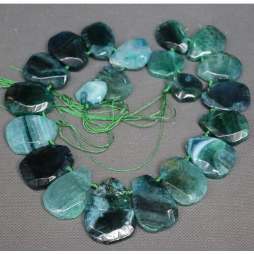 15.5inch/Full Strand Green Druzy Gems Stone Necklace Find, 2017 Slab Slice Raw stone Connector Beads Pendant Polished- C-1915