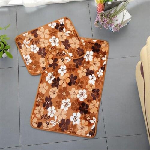 2pcs/Set 50*80cm Bathroom Mat Set Coral Fleece Anti-Slip Kitchen Bath Mat Carpet Bathroom Rug Washable