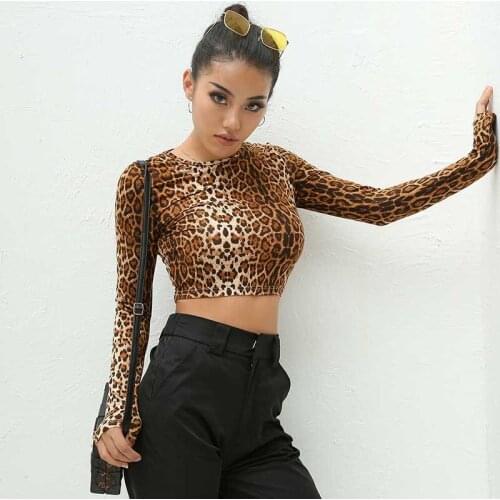 2019 New Fall Womens T-shirts Long Sleeve O Neck T-shirt Short Autumn Sexy Streetwear Tees Female Cloth Tshirts