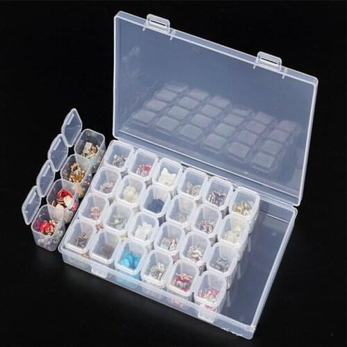 28 Slots Diamond Painting kits Plastic Storage Box Nail Art Rhinestone Tools Beads Storage Box Case Organizer Holder kit