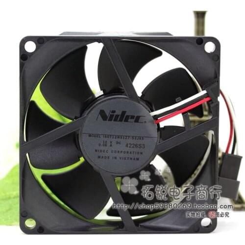 Nidec I80T12NS1Z7-53J65 DC 12V 0.06A 80x80x25mmm 3-wire Server Cooling Fan