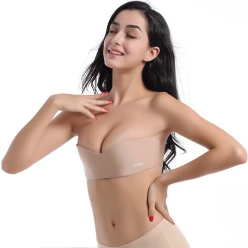 Gathering Seamless Silicone Bra One-piece Invisible Bra Bio Glue Breathable Breast Enhancement Underwear Bra Bridal Gather Bra