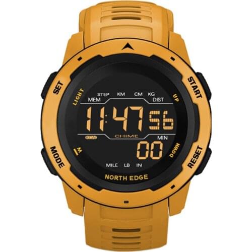 NORTH EDGE Men Digital Watch Mens Sports Watches Dual Time Pedometer Alarm Clock Waterproof 50M Digital Watch Military Clock