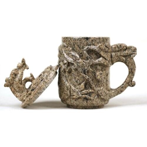 Inner Mongolia Chinese Maifan Stone Cup Hand Relief Dragon Tea Cup Office High-end Gift 400 Ml