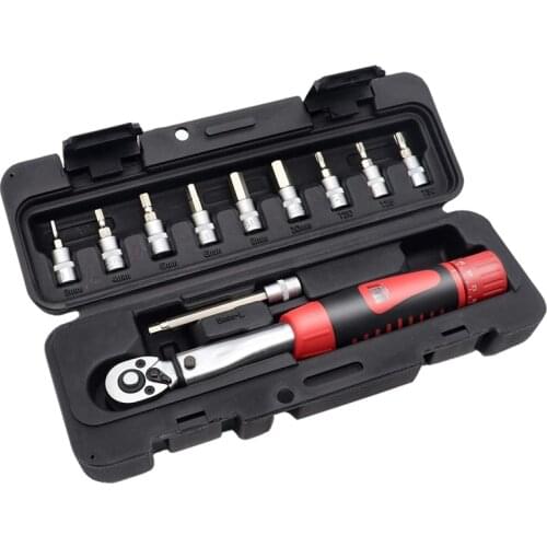 WISRETEC Torque Wrench Bicycle and Motorcycle 1/4Inch Socket Set 2-24Nm Torque Tool Kit Torque Adapter Tubular Socket Wrench