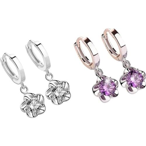 Elegant Wind Plum Drop Earrings For Women Charm Jewelry Plum Crystal Dangle Tassel Earrings For Women
