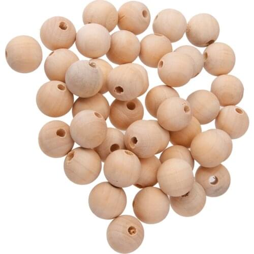 Fityle 50pcs Natural Wooden Unpainted Craft Beads DIY Sewing Jewelry Making Findings Handicrafts for Home Party Decoration