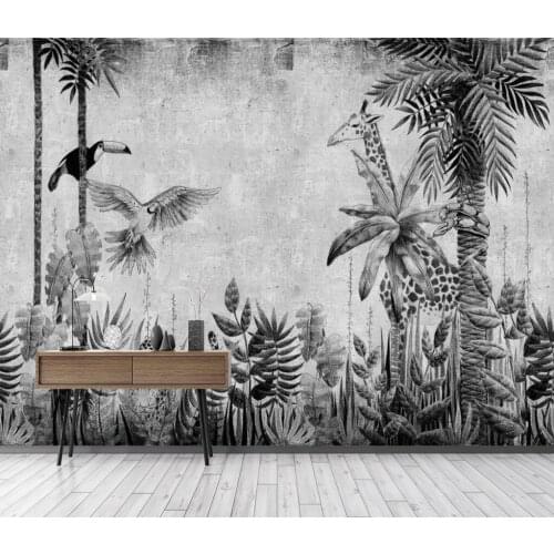 CJSIR Custom Photo Wallpaper for Living Room Home Decoration Southeast Asia Black and White Plantain Murals Wall Paper Roll