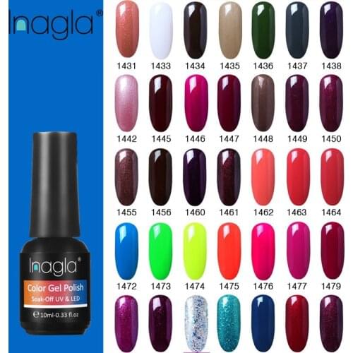 Inagla Nail Art 10ml French White Paint Gel Crystal Lacquer Nail Art Soak off Classic Pure Color UV LED Gel Nail Polish