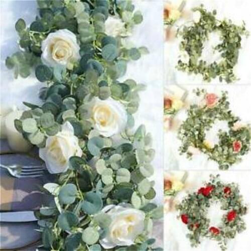 190cm Artificial Flowers Plants Fake Eucalyptus Vine Garland Hanging For Wedding Home Office Party Garden Craft Art Decor
