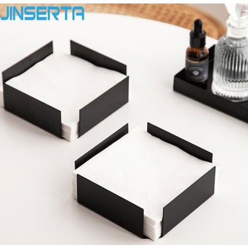 JINSERTA Metal Tissue Box Paper Container Case Home Living Room Restaurant Hotel Square Desktop Paper Napkin Storage Box