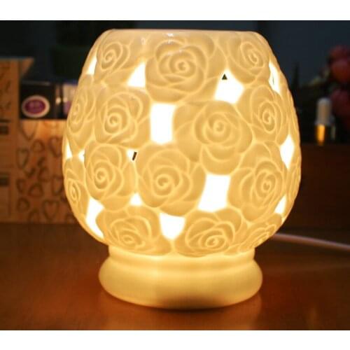 Ceramic Essential Oil Lamps Aromatherapy Stove Bedroom Romantic Beauty Hollowing Candle Furnace Home Furnishing Decoration KOB18