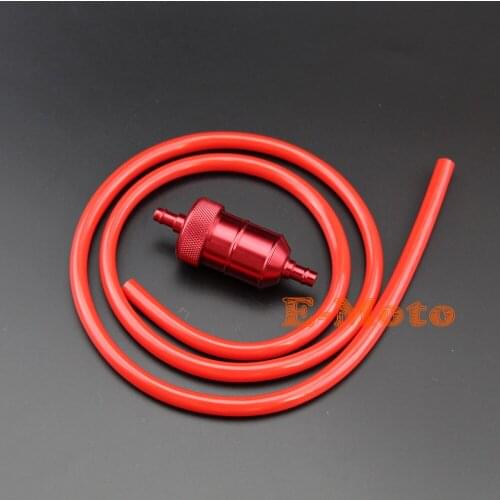 Red Aluminum Fuel Filter And Fuel Line Hose Pipe For Motorcycle Pit Dirt Bike Go Kart Buggy ATV.1/4'' ID