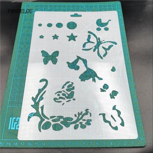 Hote Sale Lovely butterfly scrapbook stencils spray plastic mold shield DIY cake hollow Embellishment printing lace ruler