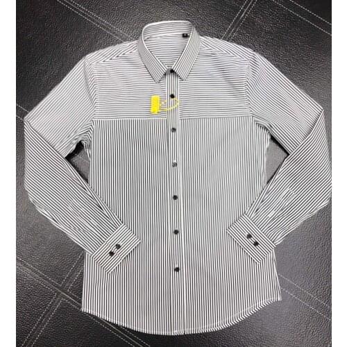 Brand Striped Shirt Men Casual Slim Business Male Dress Shirts Long Sleeve Cotton Chemise homme Plus size Camisas withe Table