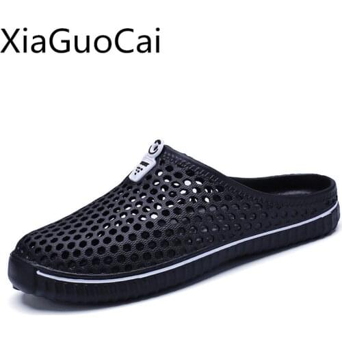 New Hot Fashion Men Slippers Round Toe Slip-on Black Male Outdoors Beach Slides Summer Couple Slippers Big Size Drop Shipping