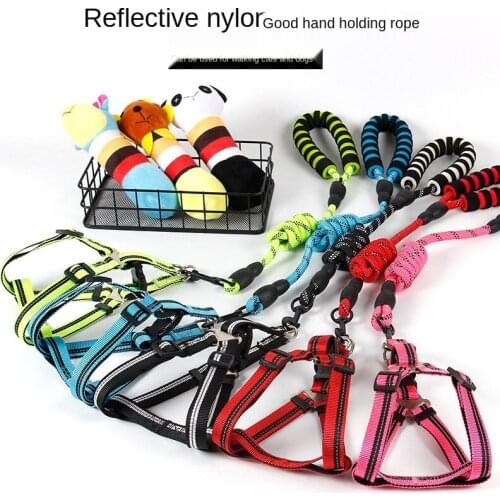 Dog Leash Nylon Hand Holding Round Rope 120CM Pet Reflective Accessories Dogs Harness Foam Handle Traction Belt Pet Supplies